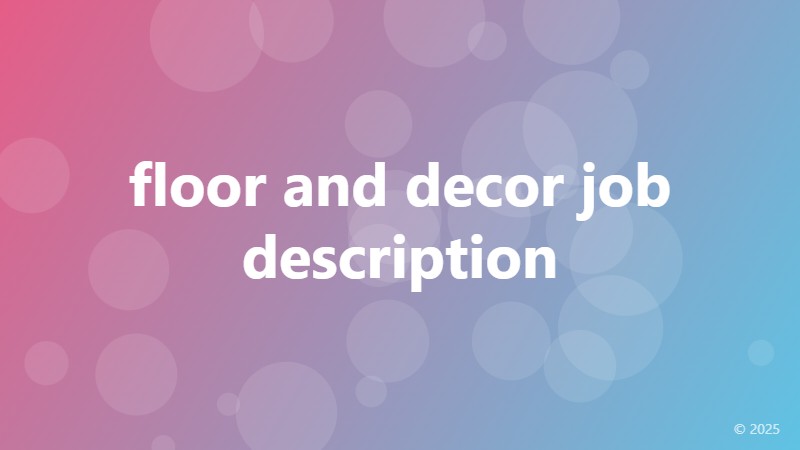 floor and decor job description
